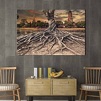 Картина на холсте интерьерная KIL Art Древнее дерево возле храма 75x50 см (584-1) z111-2024