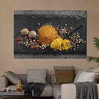 Картина для кухни KIL Art Молотые и цельные специи на черной доске 51x34 см (1646-1) z111-2024