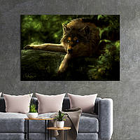 Картина животные KIL Art Волк лежит в зеленом лесу 122x81 см (1708-1) z111-2024