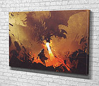 Картина KIL Art для интерьера в гостиную спальню детскую Пламя дракона 80x54 см (619) z111-2024