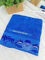 Пляжное полотенце хлопок Philippus Дельфины, Синий, 90х150