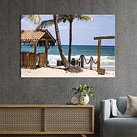 Картина на холсте KIL Art для интерьера в гостиную спальню Беседка на берегу моря 51x34 см (462-1) z111-2024