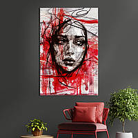 Картина в офіс KIL Art Симпатичне обличчя дівчини в абстрактному стилі 80x54 см (2art_284) z111-2024