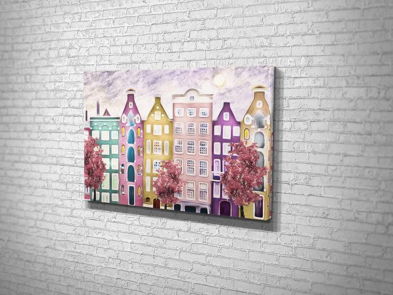 Картина KIL Art для інтер'єру в вітальню дитячу кольорові будинки 51x34 см (668 z111-2024