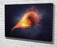 Картина KIL Art для интерьера в гостиную спальню Горящий баскетбольный мяч 80x54 см (84(8 z111-2024