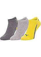 Носки Puma Unisex Lifestyle Sneakers 3-pack gray/yellow 201203001-003 35-38 z19-2024