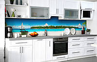 Наклейка на скіналі Zatarga на кухню «Райська лагуна» 600х2500 мм вінілова 3Д-наклейка кухонний фартух