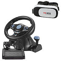 Игровой руль PXN Vibration Steering с педалями и коробкой передач для PC/PS3/PS2 3в1+VR Box 2.0 z15-2024