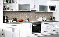 Наклейка на скинали Zatarga на кухню «Золотые листья» 650х2500 мм виниловая 3Д наклейка кухонный фартук
