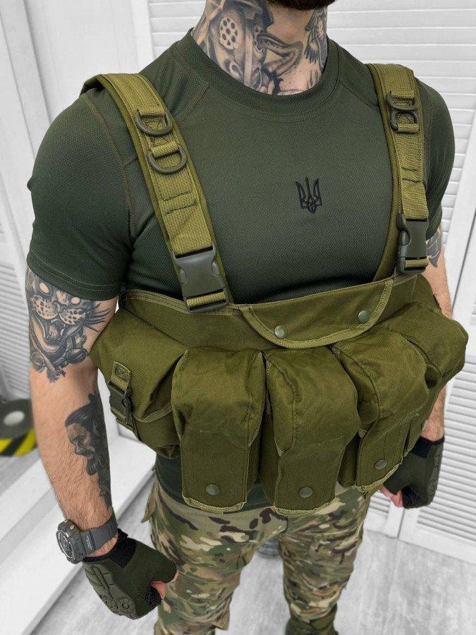 Нагрудна сумка VT-1071 розвантаження олива військова армійська на бронежилет олива