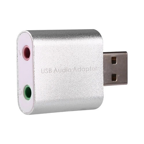 Звукова плата Kingda B00668 USB 2 Channel mini C-Media chip RTL срібляста