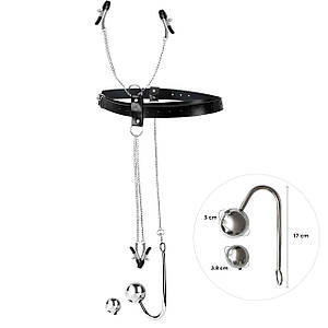 Бондажний набір з металевим анальним гаком No4 Art of Sex Blanca Bondage set with anal hook No4
