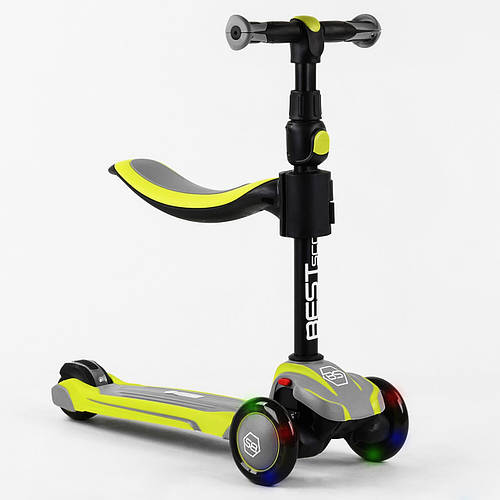 Самокат трехколесный с сидением Best Scooter MAXI PU колеса со светом ...