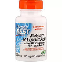 Альфа-липоевая кислота Doctor's Best Stabilized R-Lipoic Acid with BioEnhanced Na-RALA 100 mg 60 Caps