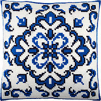 Набір для вишивання декоративної подушки Чарівниця Синій орнамент 40×40 см Z-74 z15-2024