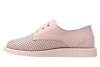 Туфлі жіночі з натуральної шкіри на низькому ходу на шнурівці Рожеві Phany 218-21LTCP 39 UP, код: 7365534