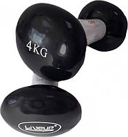 Гантели виниловые пары LiveUP Vinyl Dumbbell Egg Head черный 2х4кг LS2001-4 z18-2024
