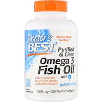 Омега 3 Doctor's Best Purified & Clear Omega 3 Fish Oil with Goldenomega 1000 mg 120 Marine Softgels DRB-00478