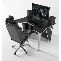 Игровой стол ZEUS IGROK-3L, черный/белый с LED подсветкой z13-2024