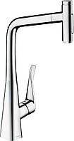 Смеситель для кухонной мойки с выдвижным душем Hansgrohe Metris M71 Хром 73816000 UP, код: 8406910