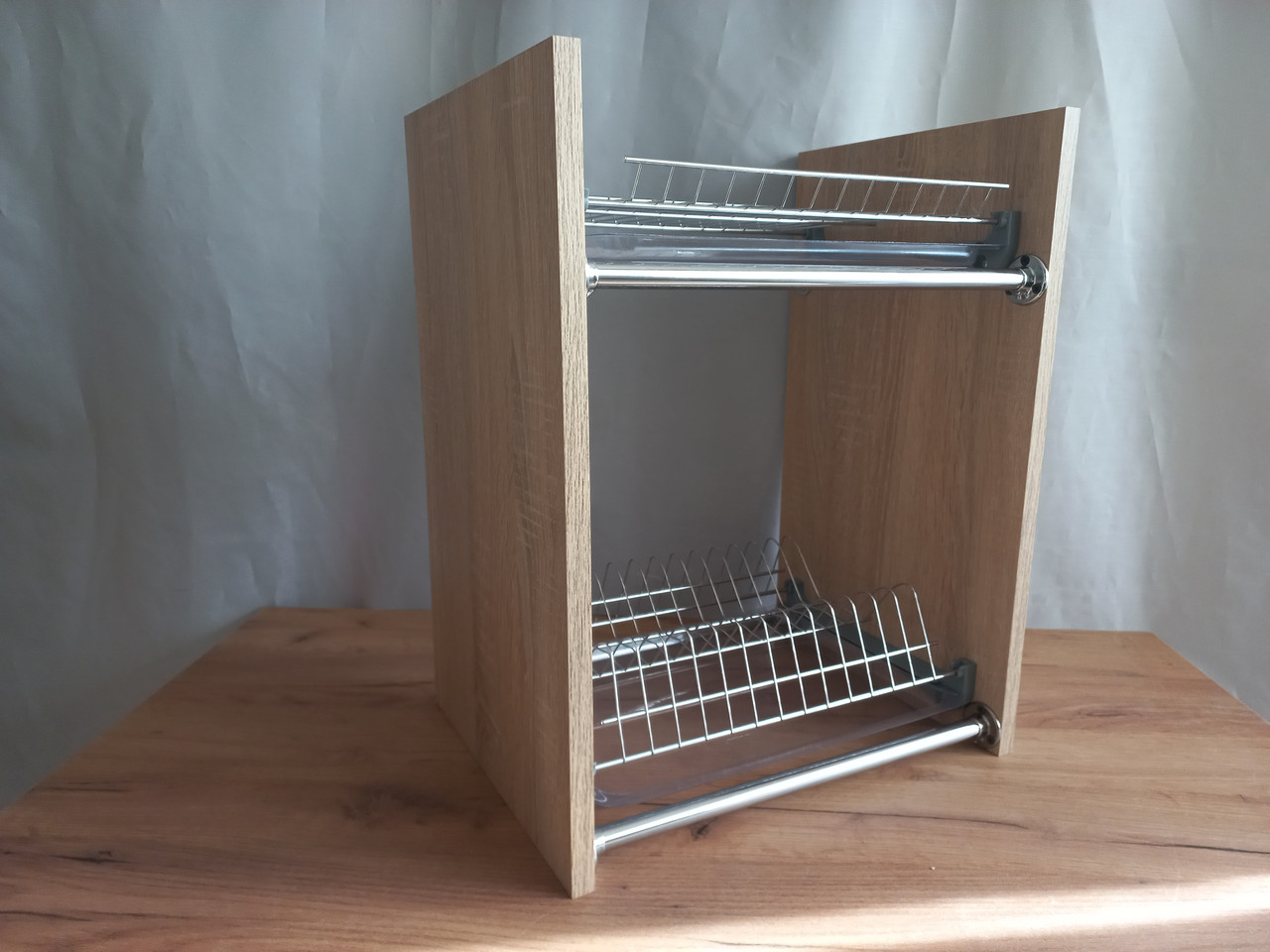 Настільна сушка для посуду на стіл (хромована 40 см) дуб сонома