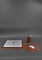 Набор для рабочего стола из натуральной кожи 1.0 светло-коричневый краст BlankNote UP, код: 8132736