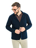 Трикотажный пиджак на двух пуговицах SVTR 398 темно-синий 50 z111-2024