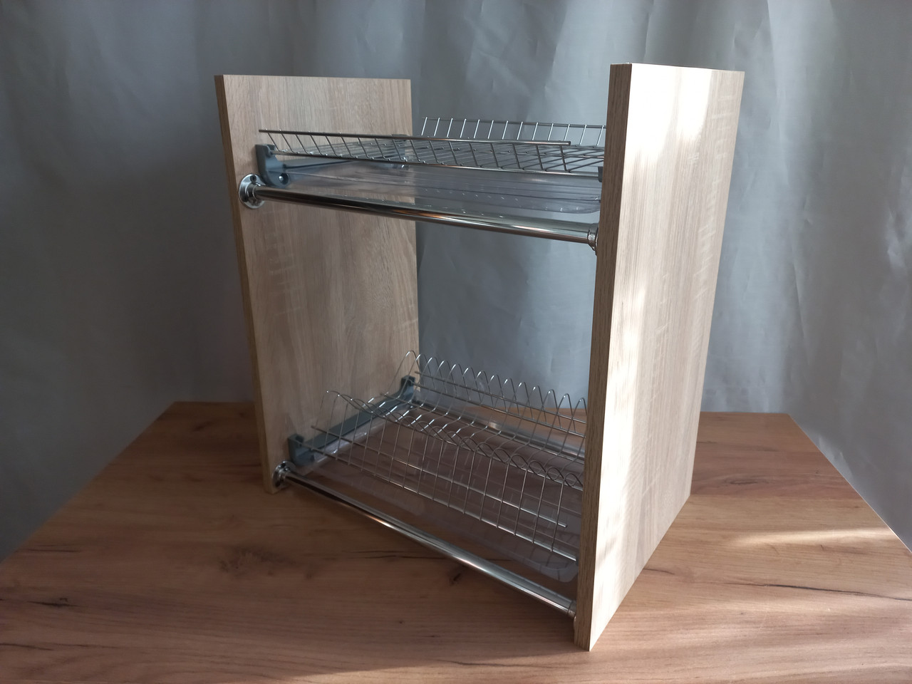 Настільна сушка для посуду на стіл (хромована 46 см) дуб сонома