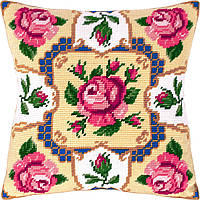 Набір для вишивання декоративної подушки Чарівниця Троянди 40×40 см V-43 HH, код: 7242998