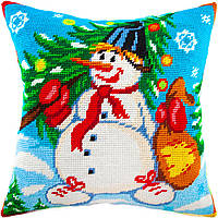 Набір для вишивання декоративної подушки Чарівниця Сніговик 40×40 см V-70 HH, код: 7243025