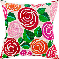 Набір для вишивання декоративної подушки Чарівниця Декоративні троянди 40×40 см V-81 HH, код: 7243036