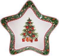 Керамическое блюдо Новогодняя елка 28см в форме звезды Bona DP186176 z111-2024