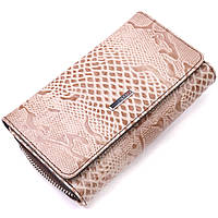 Женское портмоне из лакированной фактурной кожи KARYA 21430 Бежевый UP, код: 8061471