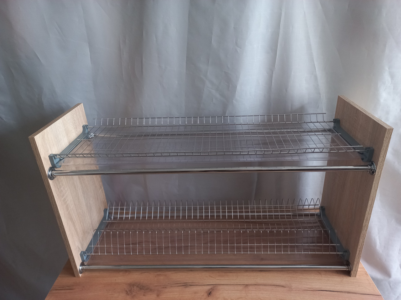 Настільна сушка для посуду на стіл (хромована 90 см) дуб сонома, фото 1