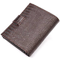 Лакированное мужское портмоне из фактурной кожи KARYA 21046 Коричневый z19-2024