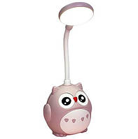 Детская настольная лампа-ночник аккумуляторная 2 режима Сова розовая A-Plus SN289 2890 QT, код: 8332492