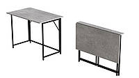 Стол раскладной Морис Ferrum-decor 750x1000x600 Черный металл ДСП Бетон 16 мм (MORI007) z19-2024