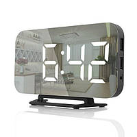 Настольные часы Led зеркальные светодиодные со встроенным будильником USB 15,8см Белые (DS-3625L) z13-2024