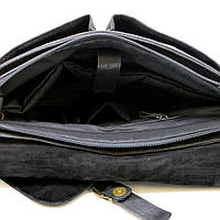 Чоловіча сумка-портфель із канвас і кінської шкіри TARWA AG-3960-3md чорний z13-2024