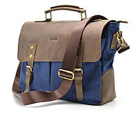 Мужская сумка-портфель кожа+парусина RK-3960-4lx TARWA Коричневый/синий z13-2024