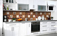 Наклейка на скинали Zatarga на кухню «Резьба по дереву» 650х2500 мм виниловая 3Д наклейка кухонный фартук