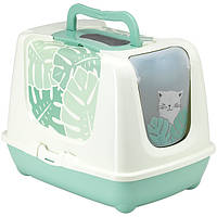 Закрытый туалет для котов c угольным фильтром и совком Moderna Trendy Cat Eden 57.3х44.4х43.8 см Зеленый с