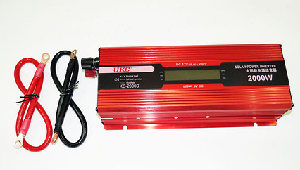 Інвертор перетворювач 12-220V 2000W LED дисплей UKC KC-2000D, фото 1
