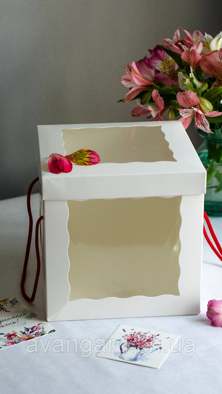 Коробка для паски з вікном на кришці, 20 см х 20 см х 20 см, Біла