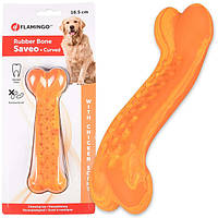 Жевательная игрушка для собак вкус курицы Flamingo Rubber Saveo Curved Bone Chicken 165x5 см (5400585111262)