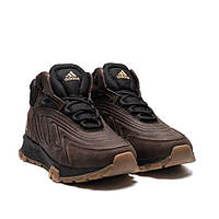 Зимние теплые мужские ботинки кожаные коричневые Adidas Ozelia Brown