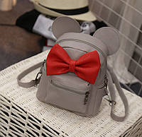 Маленький детский рюкзак с ушами Серый с красным