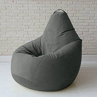 Бескаркасное кресло мешок груша с внутренним чехлом Coolki Велюр Серый XXL130x90 z13-2024