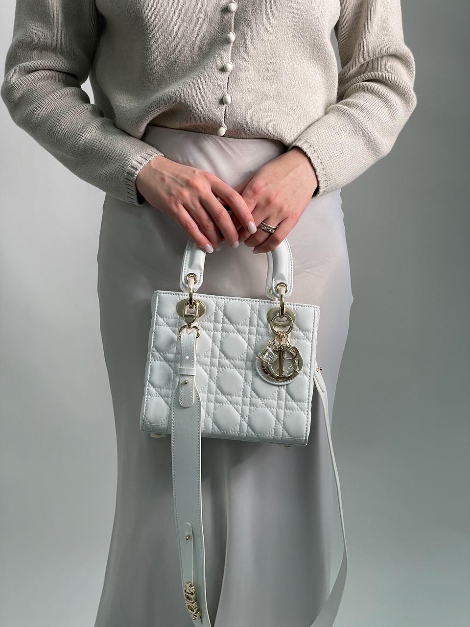Жіноча сумка Крістіан Діор біла Christian Dior Small Lady Dior My ABCDIOR Bag White, фото 1