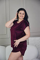 Велюрова піжама домашній костюм футболка і шорти р.2XL,3XL, фото 6